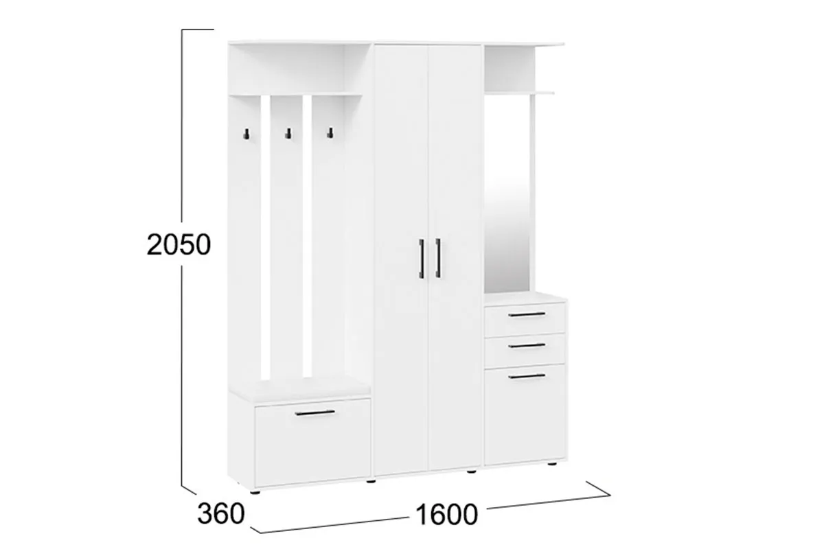 Набор мебели для прихожей Витра Тип 2 (Белый ясень) — Мебель-центр Озерцо