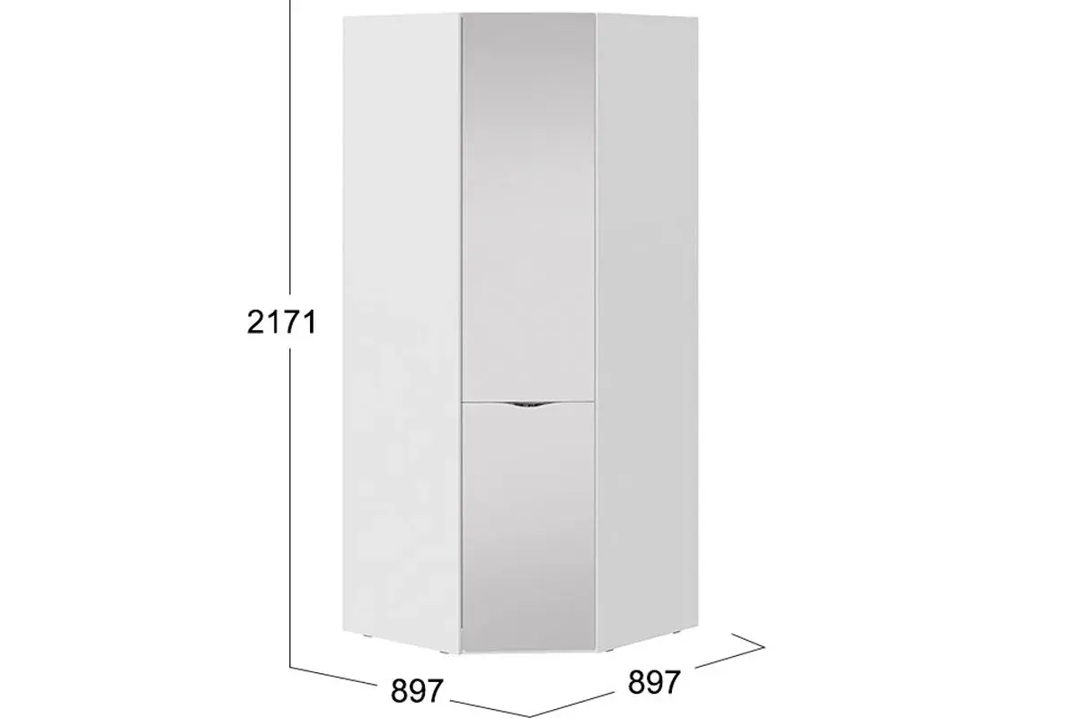 Шкаф угловой со зеркальной дверью Глосс СМ-319.07.312 (Белый глянец) — купить в мебель-центре Озерцо Шкаф угловой со зеркальной дверью Глосс СМ-319.07.312 (Белый глянец) в мебель-центре Озерцо