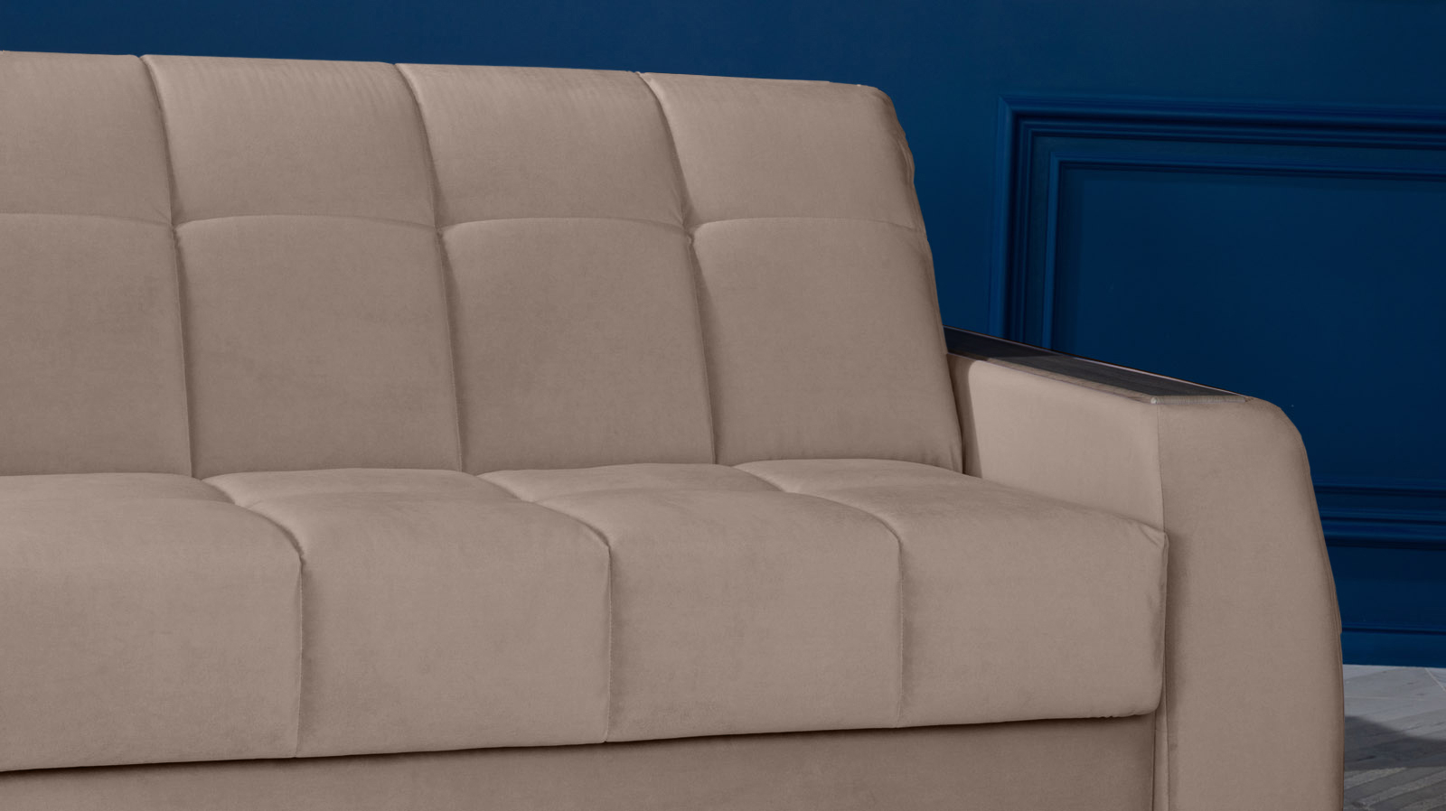 Диван - кровать Domo Pro с накладкой цвета венге, стежка квадрат, ткань Sky Velvet 17 180x216 — в мебель-центре Озерцо