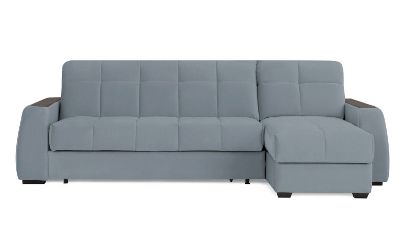 Диван угловой Domo Pro с накладкой цвета венге, стежка квадрат, ткань Sky Velvet 18 180x216 — купить в Озерце