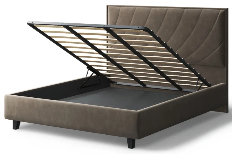 Кровать на опоре София с ПМ и бельев. ящ 140х200 (Бренди лайт 29/Коричневый) - купить в Озерце