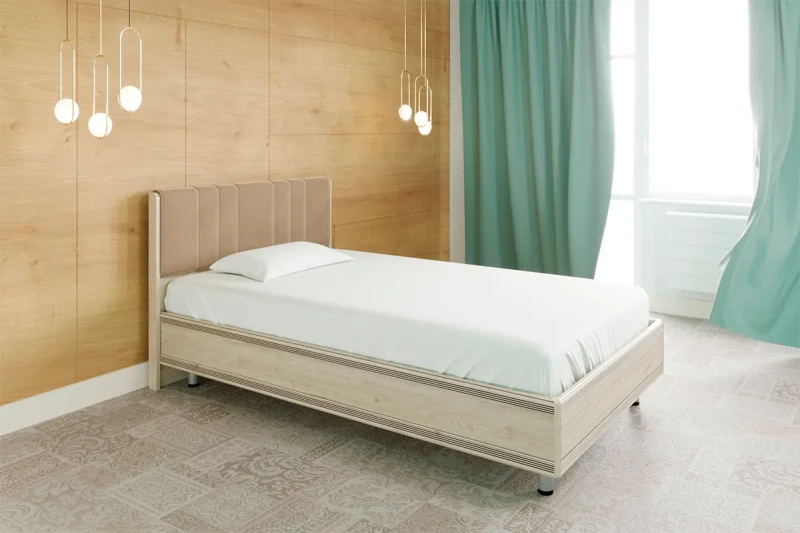 Кровать Карина КР-2011-ГС-В 120х200 (Гикори Джексон Светлый/Велюр) - купить в Озерце