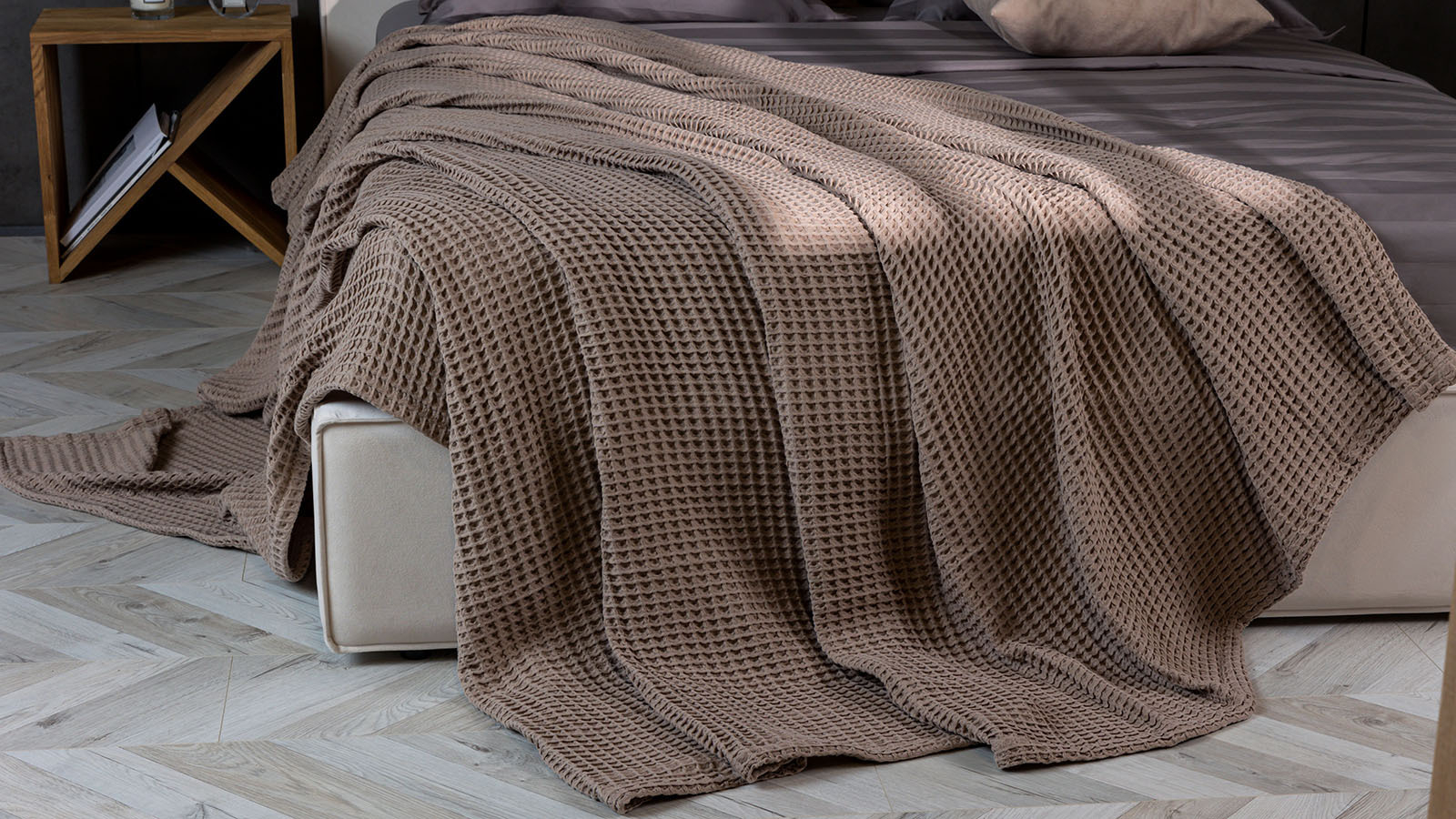 Покрывало хлопковое Waffle, цвет: сандал 220x230 в мебель-центре Озерцо