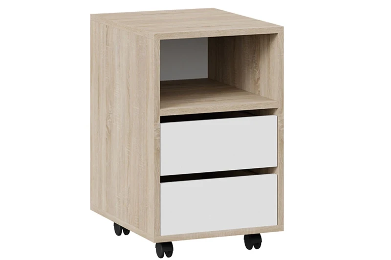 Тумба выкатная Тип 14 (Дуб Сонома/Белый Ясень) — Мебель-центр Озерцо