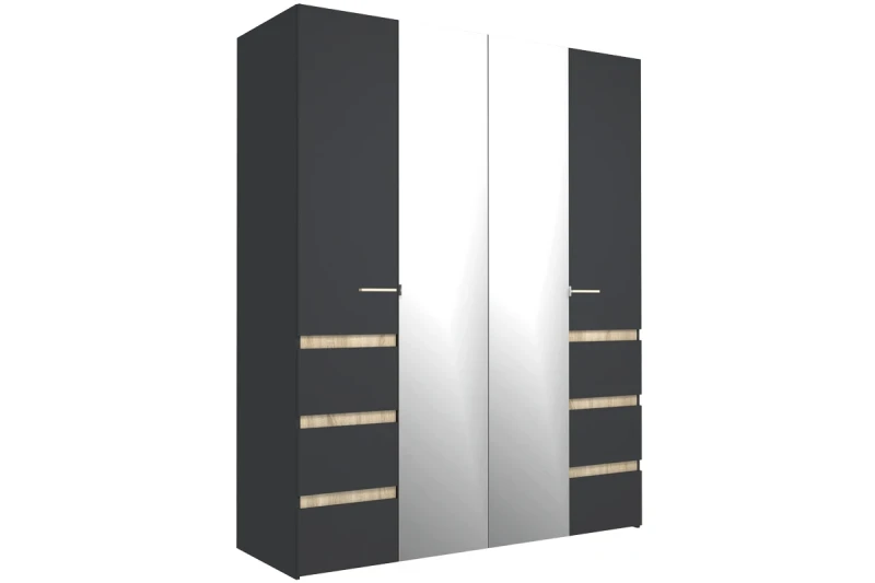 Шкаф для одежды и белья 4-створчатый Анона 8 (Темно-серый/Дуб Сонома) в мебель-центре Озерцо