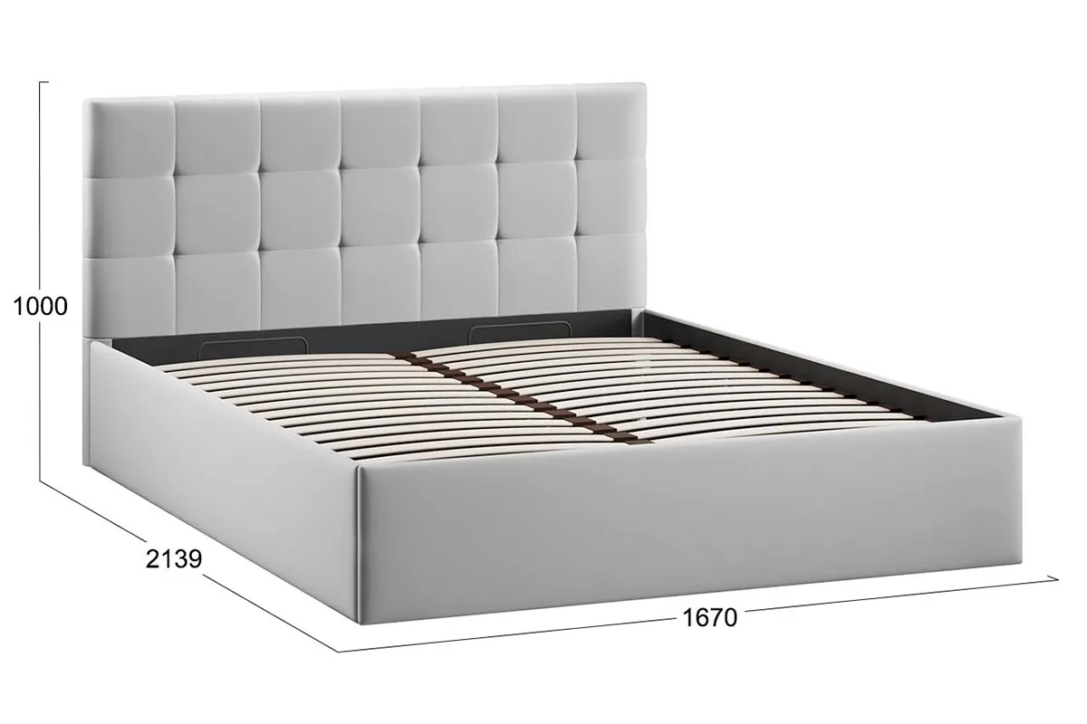 Кровать Джоли Тип 1 с ПМ и заглушиной 160х200 (Велюр/Confetti Silver) - купить в Озерце