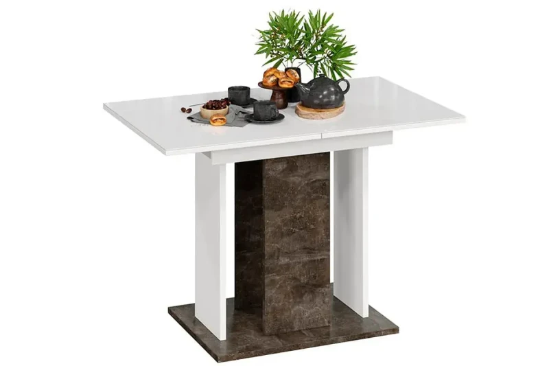 Стол раздвижной Кёльн Тип 1 (Ателье темный/Белый/Стекло белый глянец) - купить в Озерце