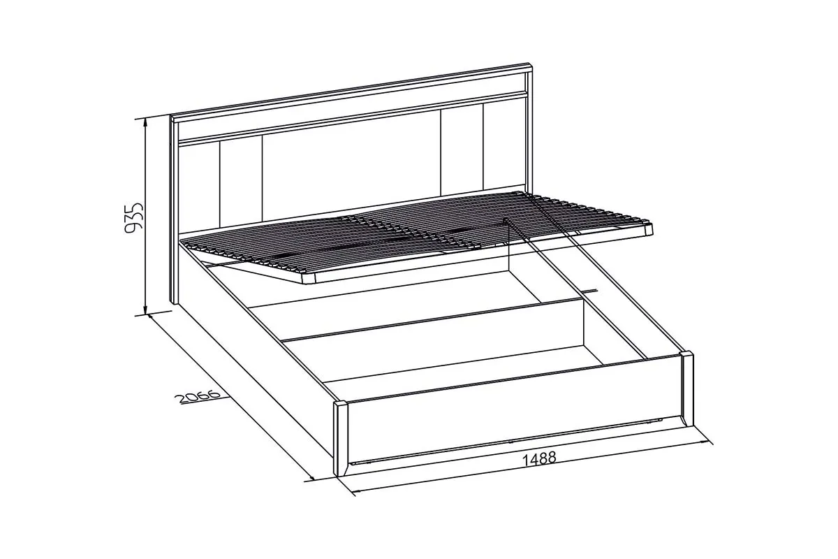 Кровать Nature Люкс 308 с подъемным механизмом 140х200 (Гаскон Пайн/Чёрный) - купить в Озерце