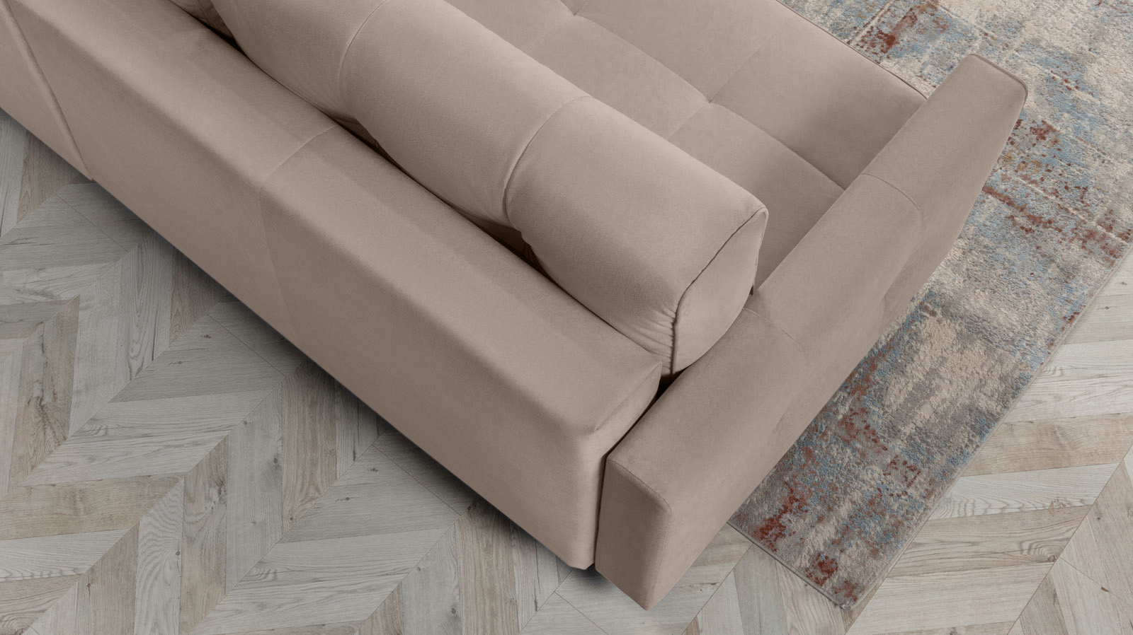 Диван Amani Pro угловой с широкими подлокотниками, ножки: пластик, Тк. Sky Velvet 17 156x237 — купить в Озерце