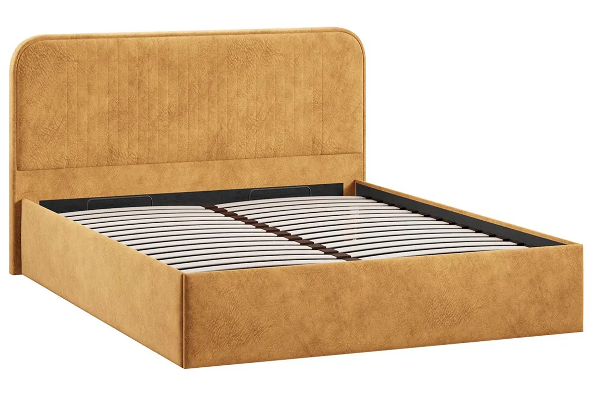 Кровать Тиффани c подъемным механизмом Тип 1 и заглушиной 180х200 (Микровелюр / Wellmart Yellow) - купить в Озерце
