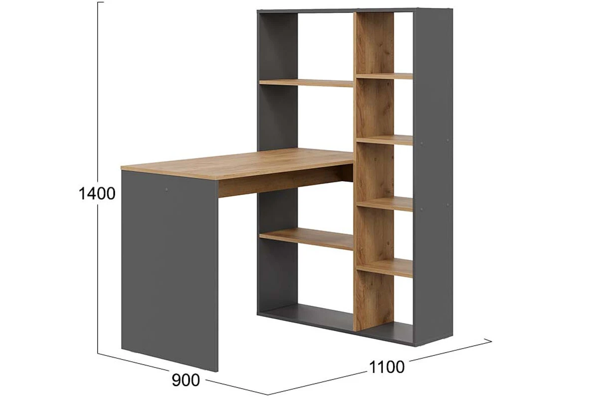 Стол письменный Тип 16 (Графит Серый/Дуб Крафт Золотой) — Мебель-центр Озерцо