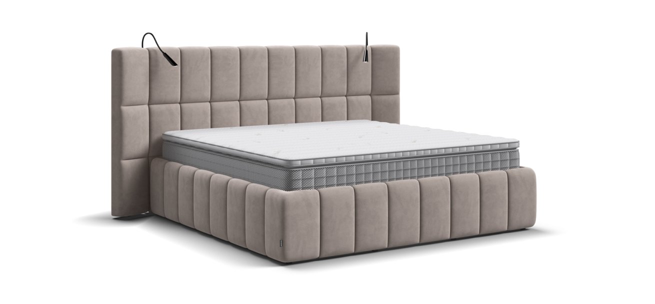 Босс ХО Кровать 180*200 Велюр Монолит латте - купить в Озерце