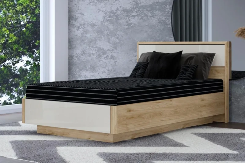 Кровать КР-4002-ГС-КГ 140х200 (Гикори Джексон Светлый / Кашемир Глянцевый) - купить в Озерце