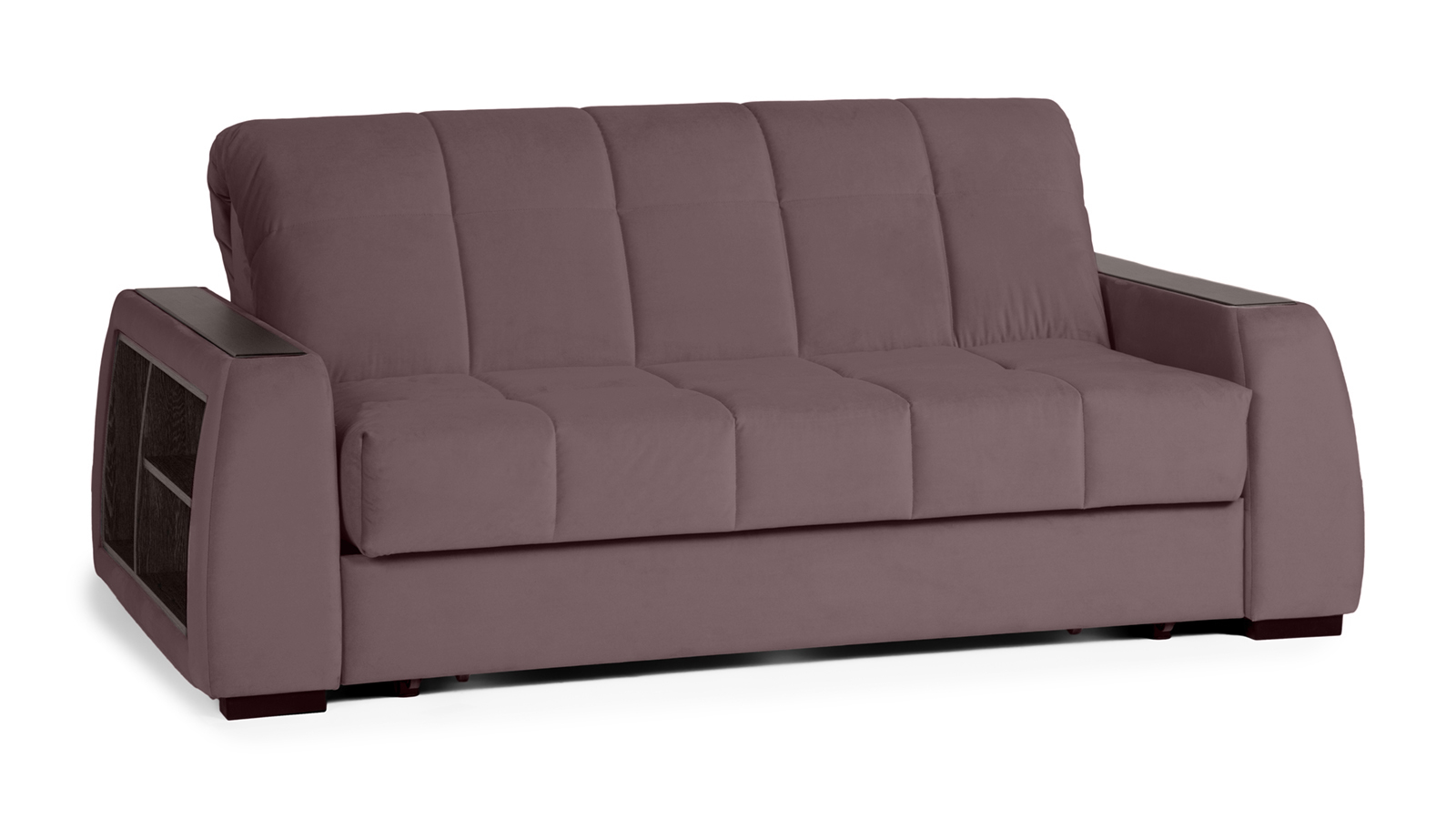 Диван - кровать Domo Pro с полками цвета венге, стежка квадрат, ткань Casanova Lilac 140x216 — в мебель-центре Озерцо