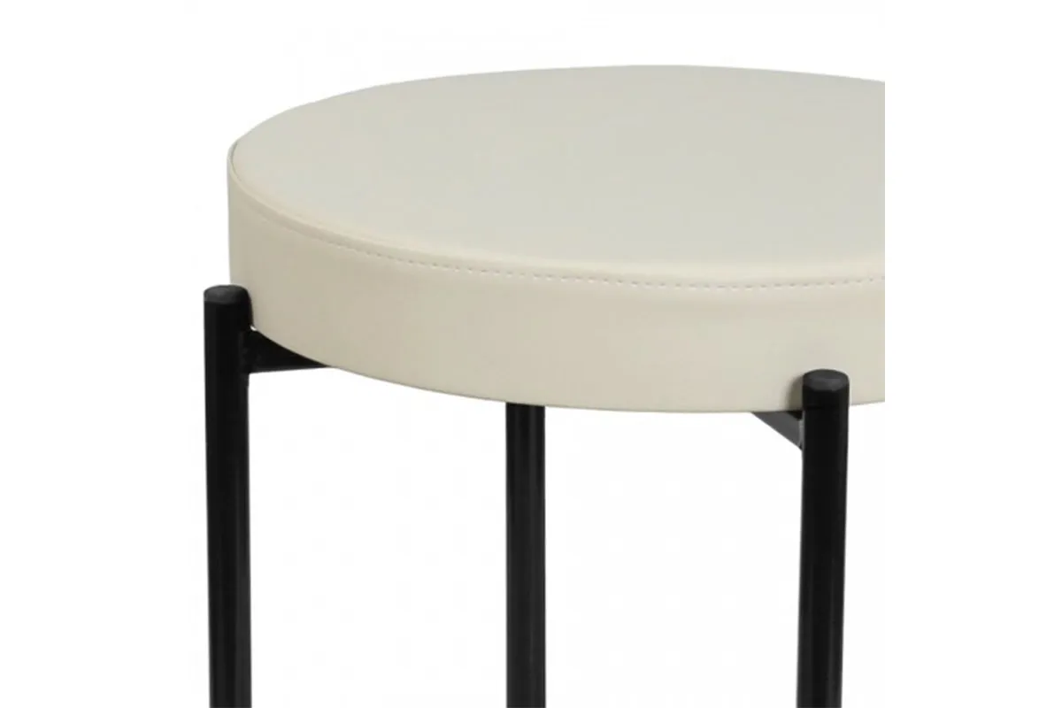 Табурет Дора каркас черный, экокожа (Экотекс 3027 ванильный) СРП-006 - купить в Озерце