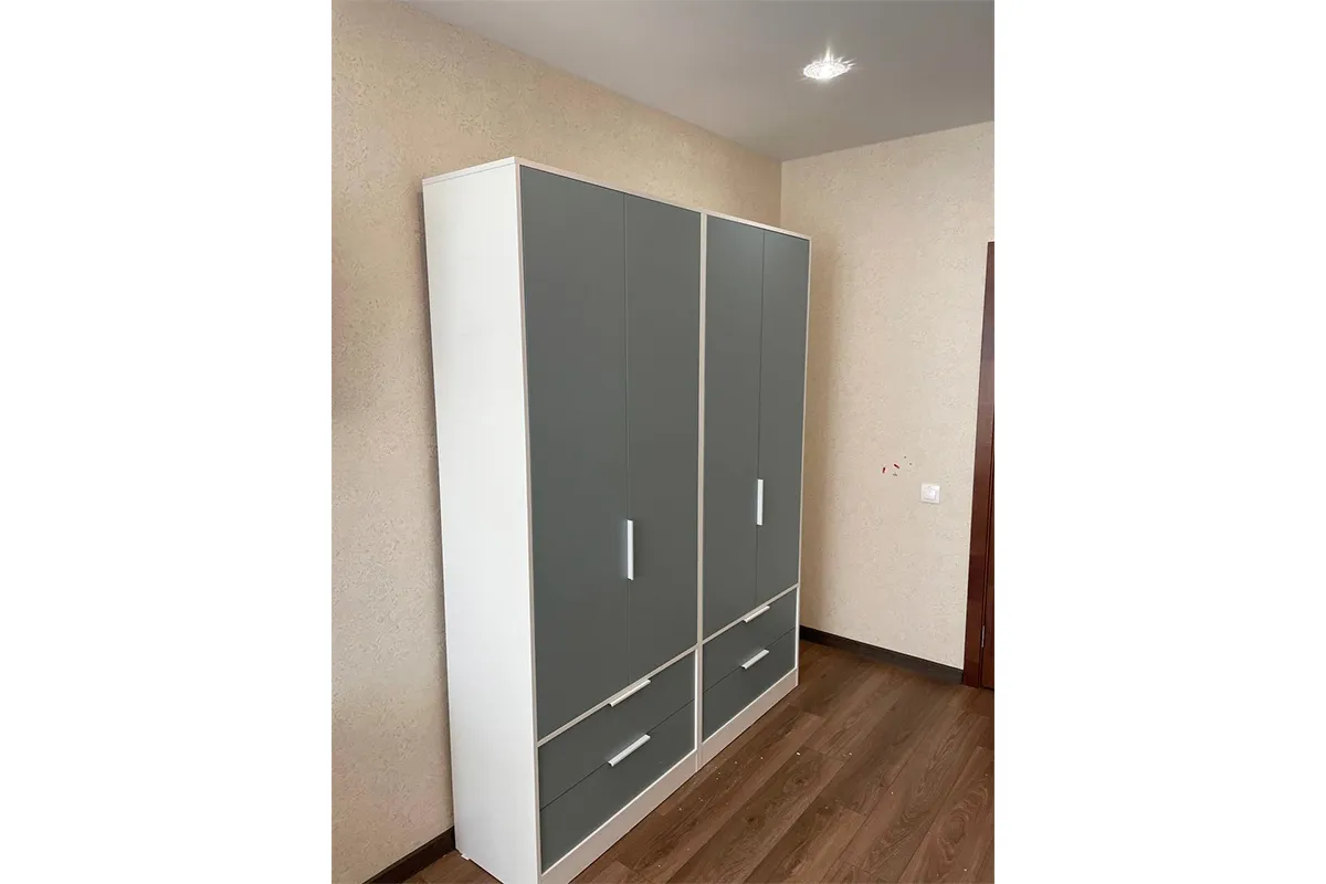 Шкаф для одежды Марли (Белый/Серо-голубой) в мебель-центре Озерцо