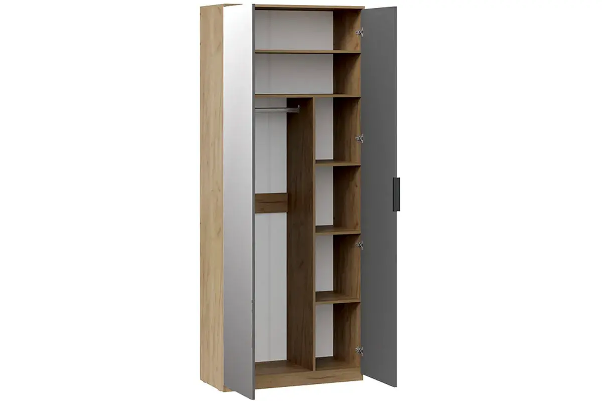 Шкаф комбинированный Хилтон с 2 дверями Исп.2.1 (Дуб Крафт золотой/Графит матовый) в мебель-центре Озерцо