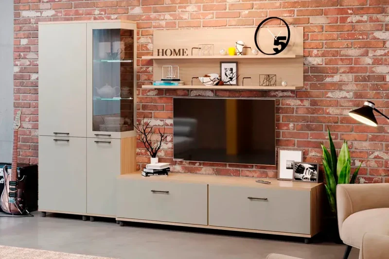 Гостиная Грейс комплект 2 (Ясень Асахи/Кашемир Матовый) — Мебель-центр Озерцо