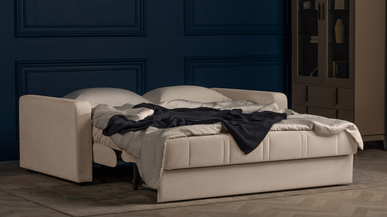 Диван - кровать Domo Pro стежка ромб, ткань Sky Velvet 03 180x216 — в мебель-центре Озерцо