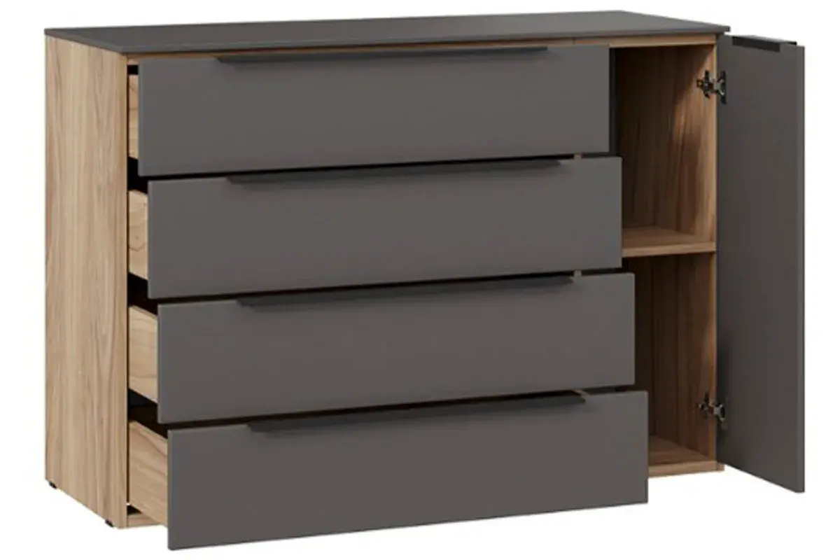 Комод комбинированный Порто ТД-393.04.02 (Яблоня Беллуно/Графит софт) — Мебель-центр Озерцо