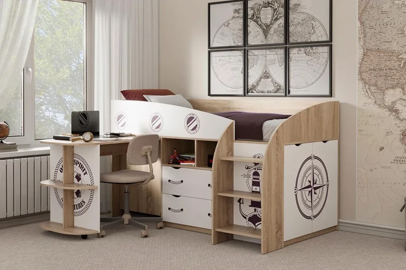 Кровать комбинированная Немо (Дуб Сонома/Белый) - купить в Озерце