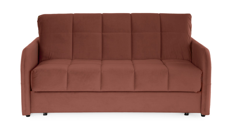 Диван - кровать Domo Pro с мягкими подлокотниками, стежка квадрат, ткань Casanova Marsala 160x216 — в мебель-центре Озерцо
