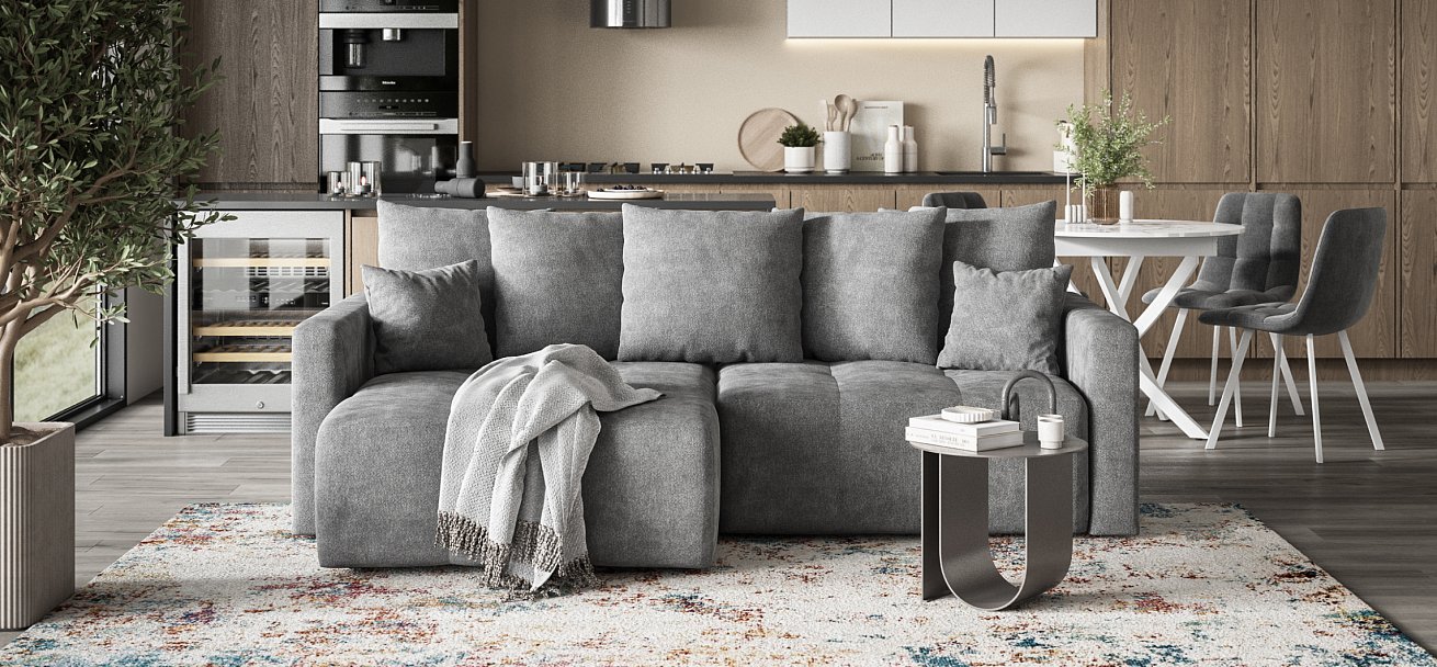 Босс Тренд угловой диван Шенилл Клауд графит — купить в Озерце