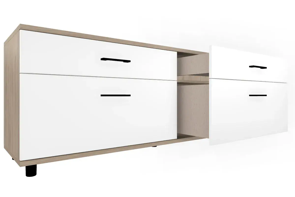 Тумба ТБ-5028-ГС-БГ (Гикори Джексон Светлый/Белый Бриллиант Глянцевый) — Мебель-центр Озерцо