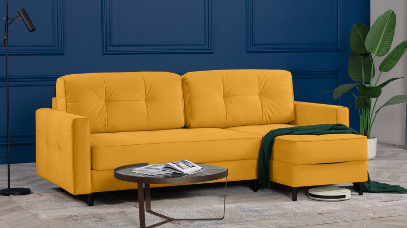 Диван Amani Pro угловой с широкими подлокотниками, ножки: пластик, Тк. Sky Velvet 30 156x237 — купить в Озерце