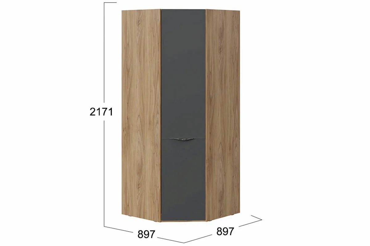 Шкаф угловой Глосс СМ-319.07.311 со стеклянной дверью (Яблоня Беллуно/Cтекло Графит матовый) в мебель-центре Озерцо
