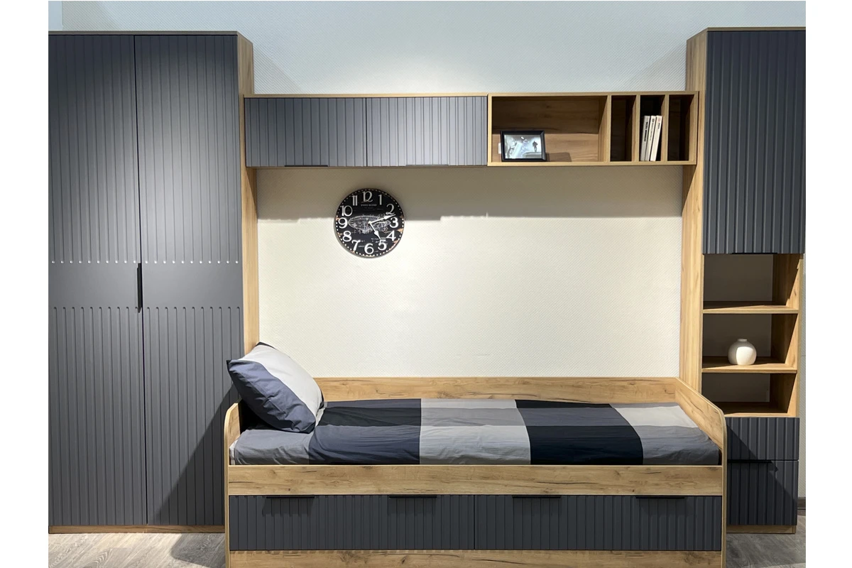 Набор детской мебели Хилтон №2 (Дуб Крафт золотой/Графит матовый) — Мебель-центр Озерцо