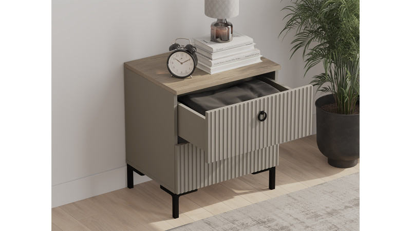 Тумба прикроватная Zima, цвет Гикори кингстон + Белый	 41x53.5 — купить в Озерце