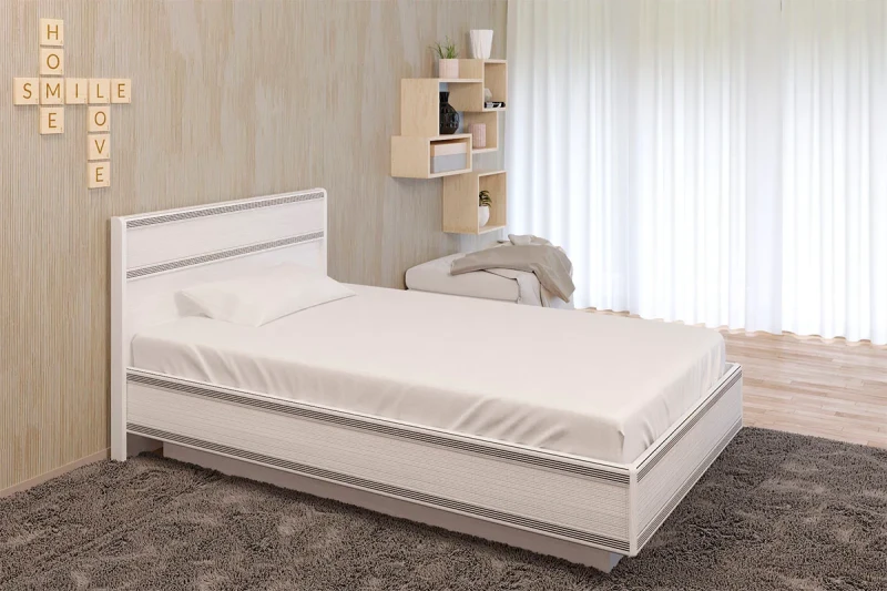 Кровать КР-1001 120х200 (Снежный Ясень) - купить в Озерце