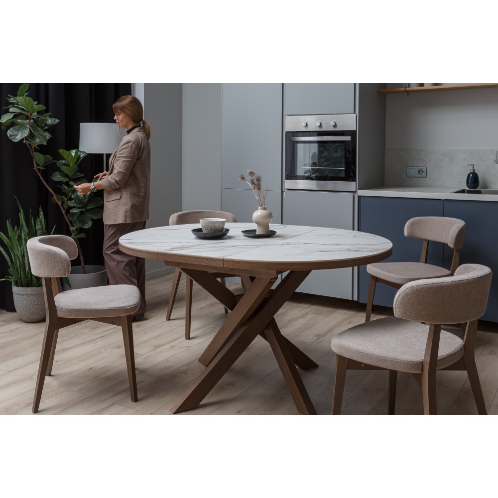 Стол ПАЛЕРМО d109/144 керамика/дуб олово - купить в Озерце