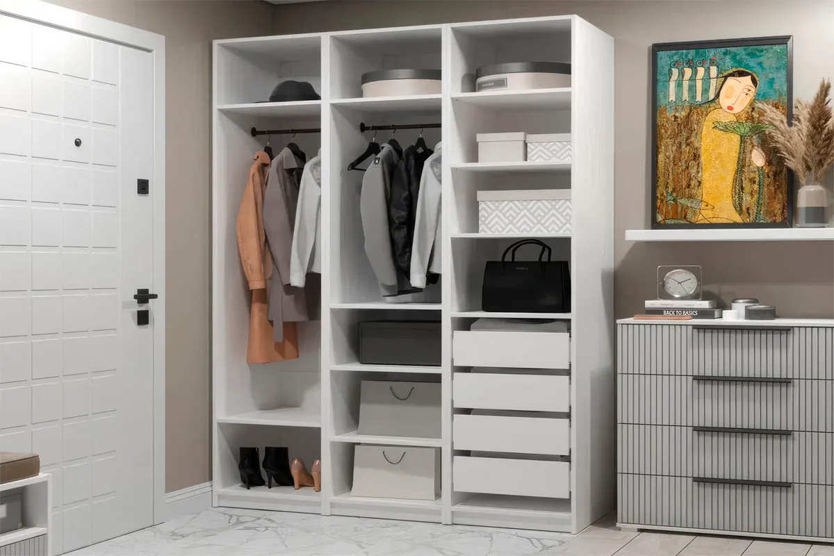 Гардеробная система Квадро без фасадов (Белый) — Мебель-центр Озерцо