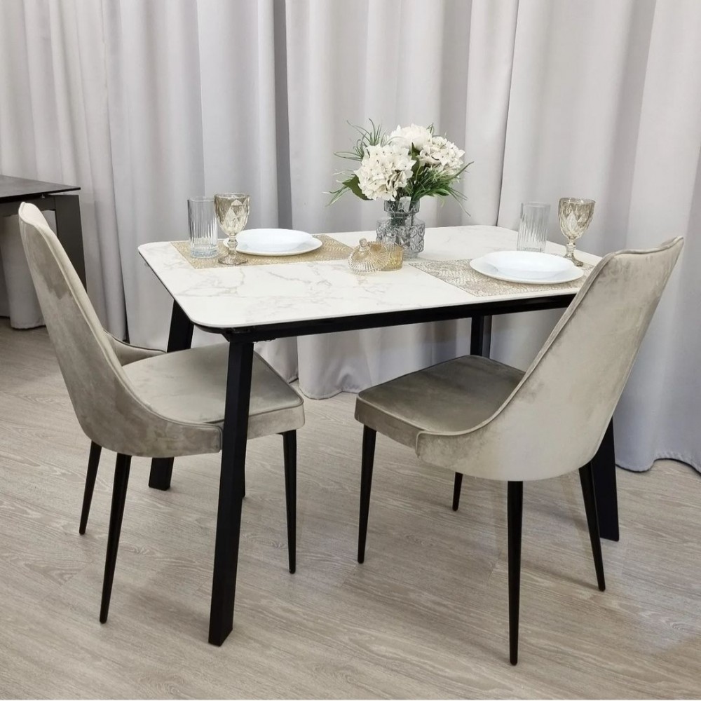 Стол РИО 120х80 керамика Calacata Vaglioro/ муар черный нераздвижной - купить в Озерце