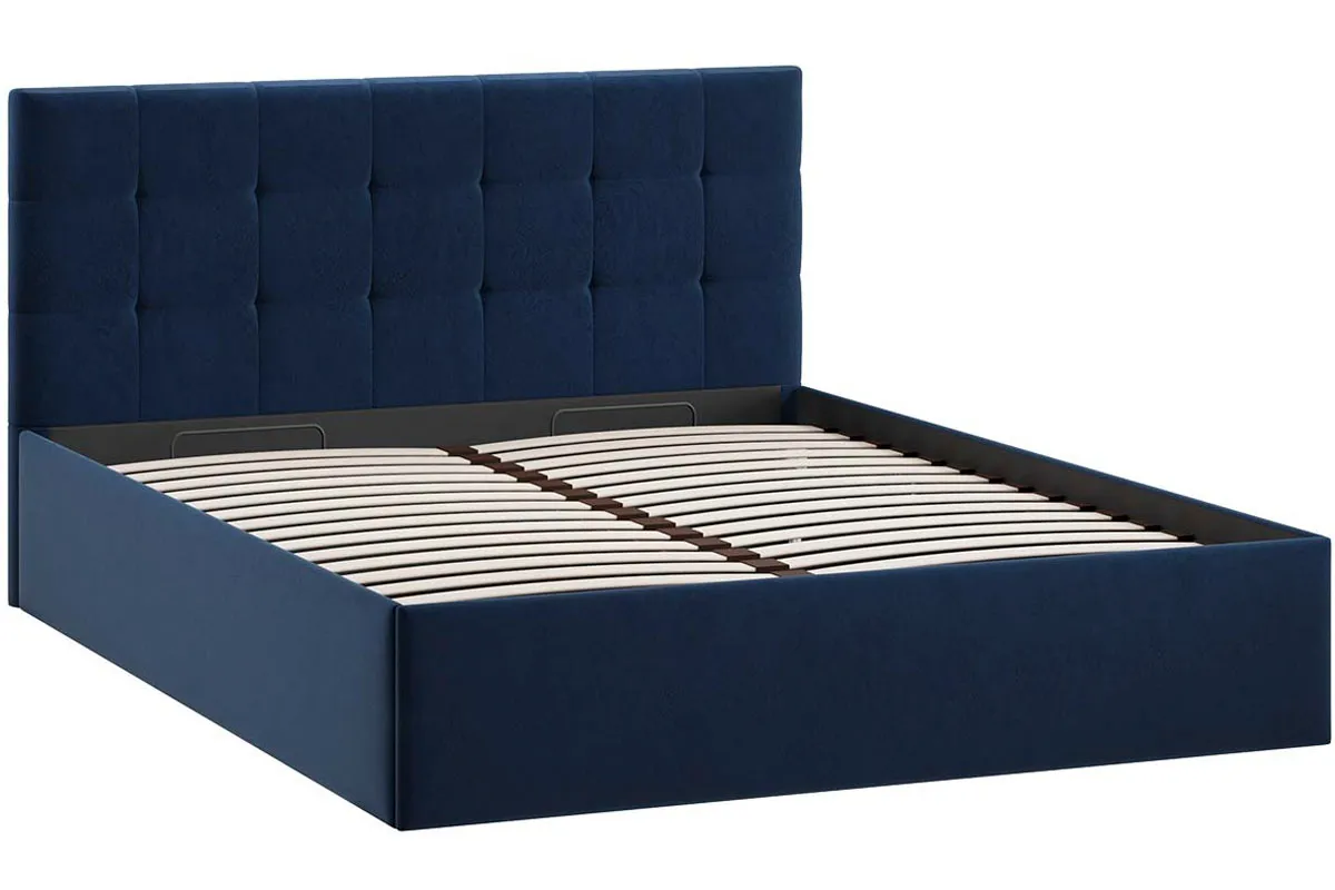 Кровать Джоли с ПМ без заглушины 160х200 Тип 1 (Микровелюр/Wellmart Blue) - купить в Озерце