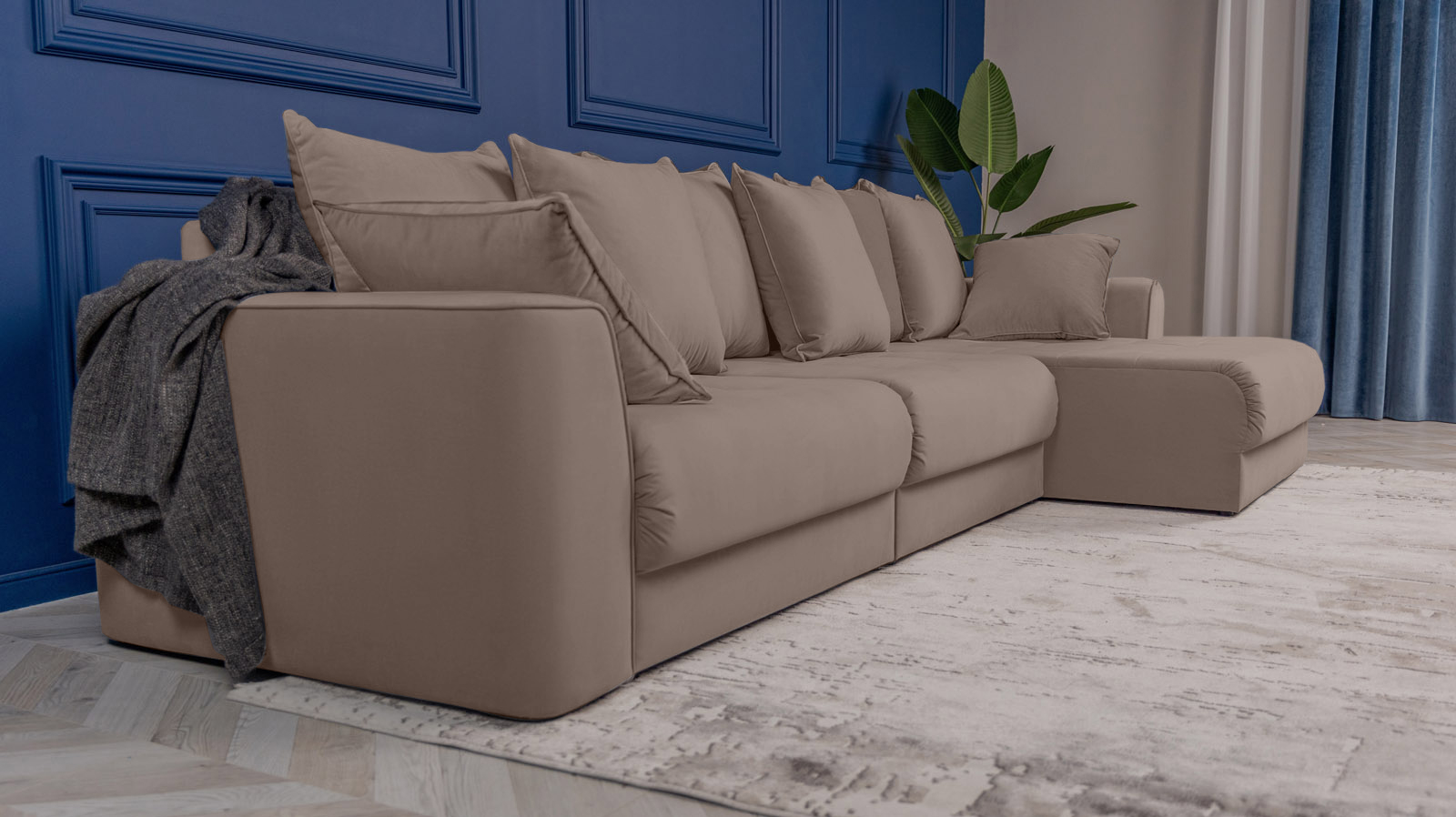 Диван угловой Monako New, Тк. Sky Velvet 17 156x356 — купить в Озерце