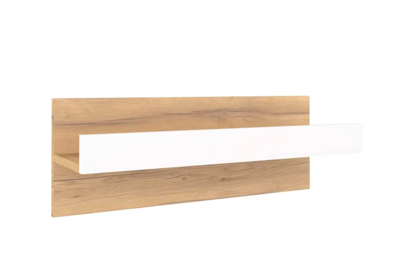 Полка навесная Лойс 89 (Дуб золотистый/Белый/Графит) — Мебель-центр Озерцо