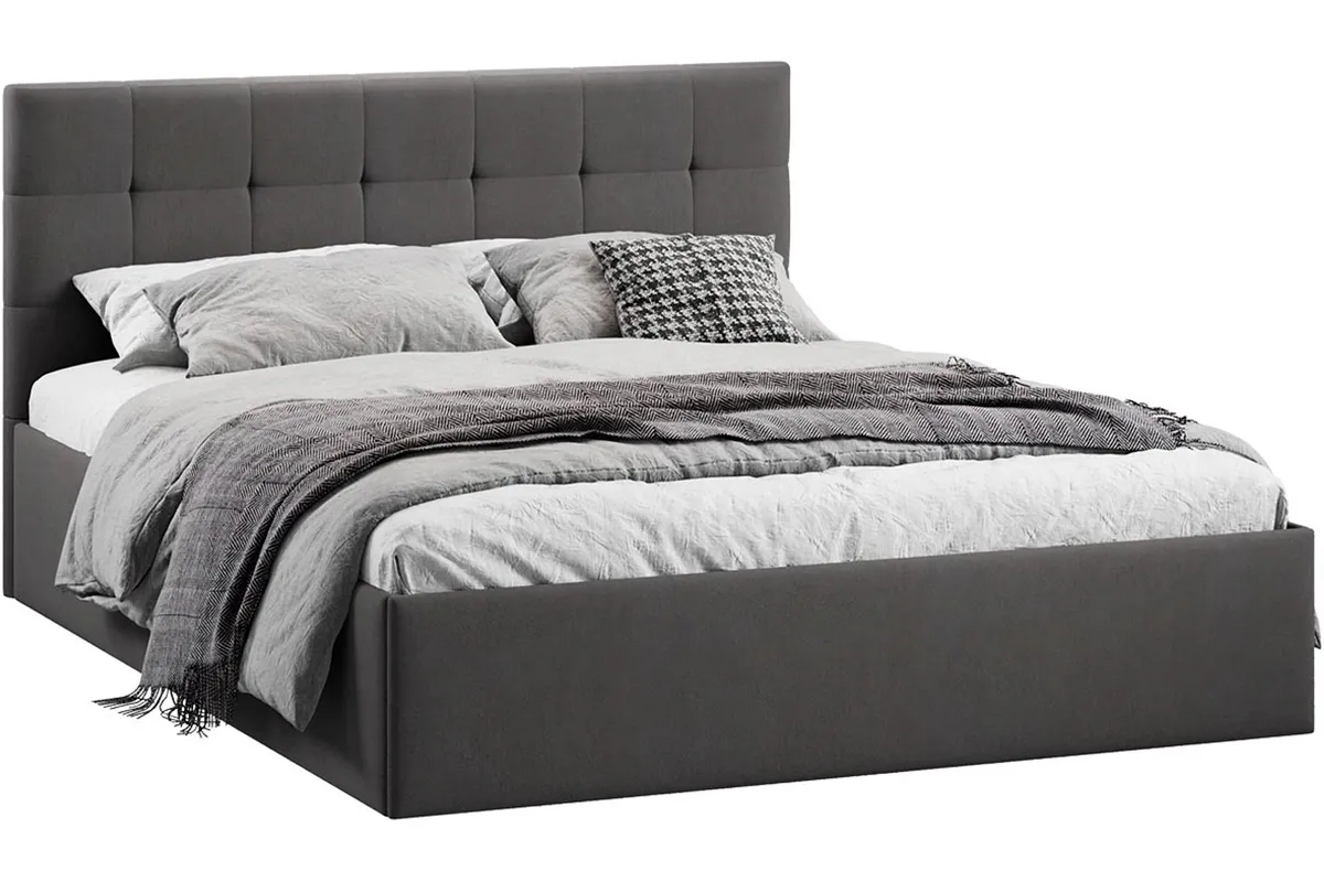Кровать Джоли Тип 1 с ПМ и заглушиной 160х200 (Велюр/Графит) - купить в Озерце