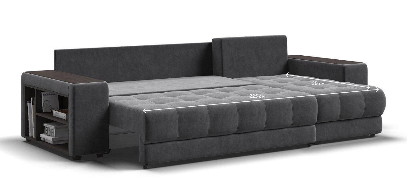 Угловой диван BOSS 3.0 XL велюр Monolit серый — купить в Озерце