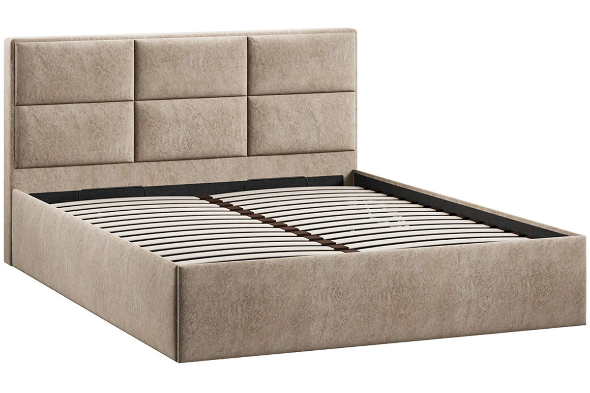 Кровать Стелла c ПМ 160х200 Тип 1 (Микровелюр/Wellmart Dark Beige) - купить в Озерце