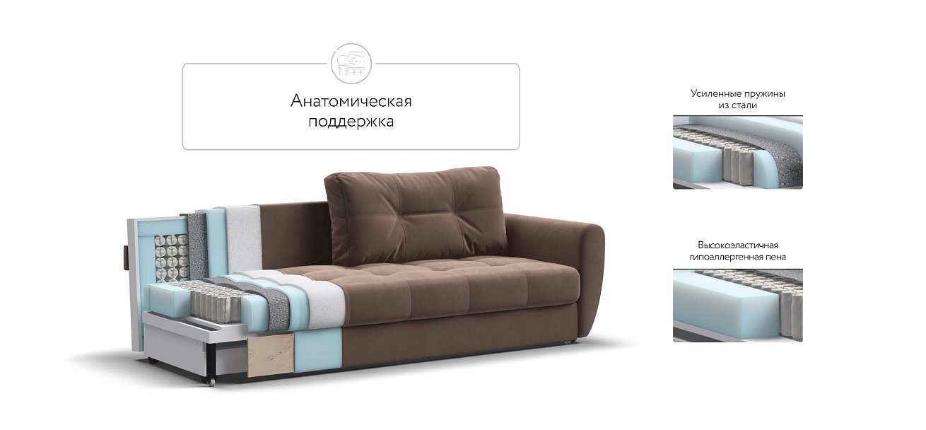 Престон диван Велюр Монолит мокко — купить в Озерце