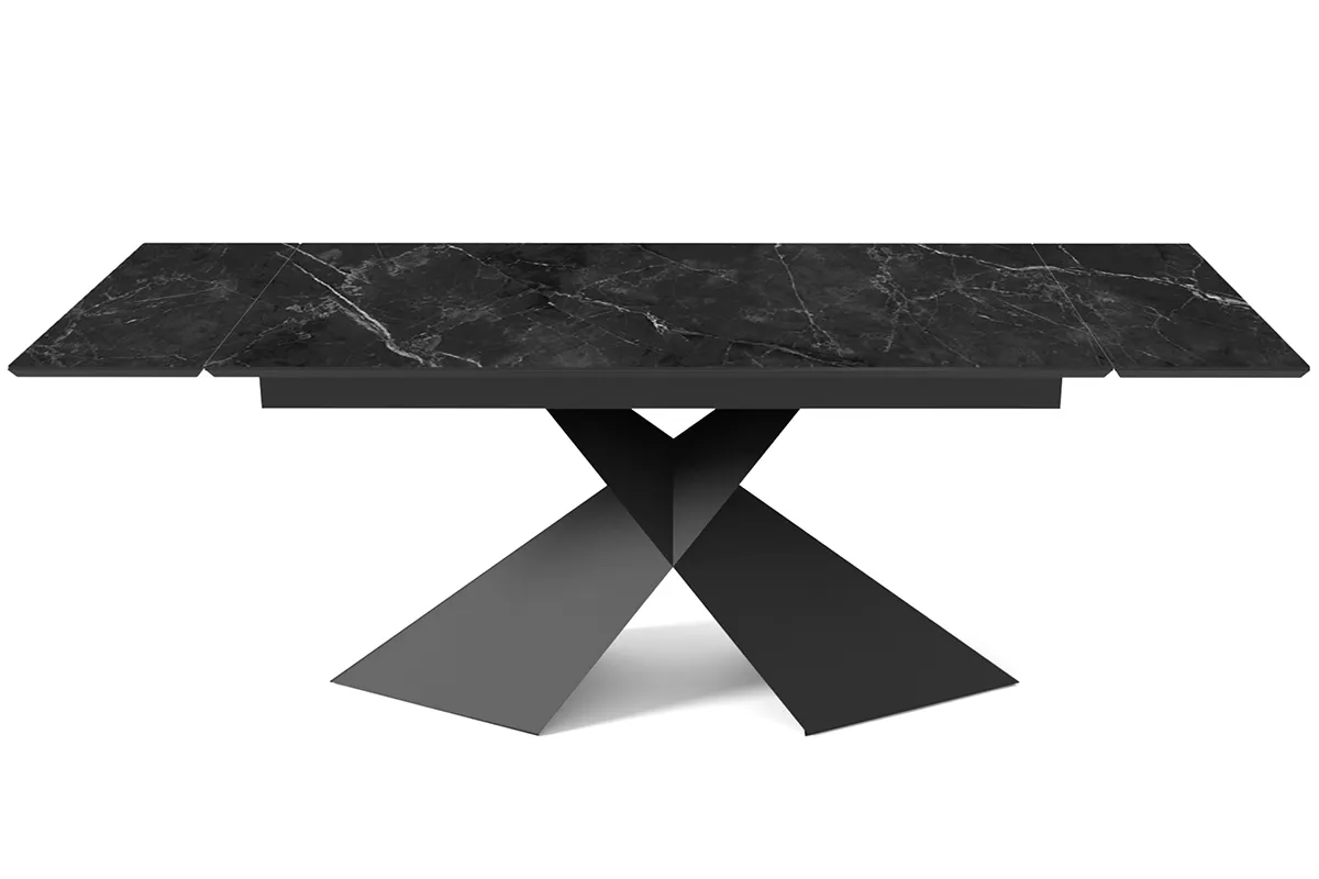 Стол обеденный Марвел 1600(2200) (ст. №2 / Керамика YB90200B6 Matte Черный мрамор / Металл Черный) - купить в Озерце