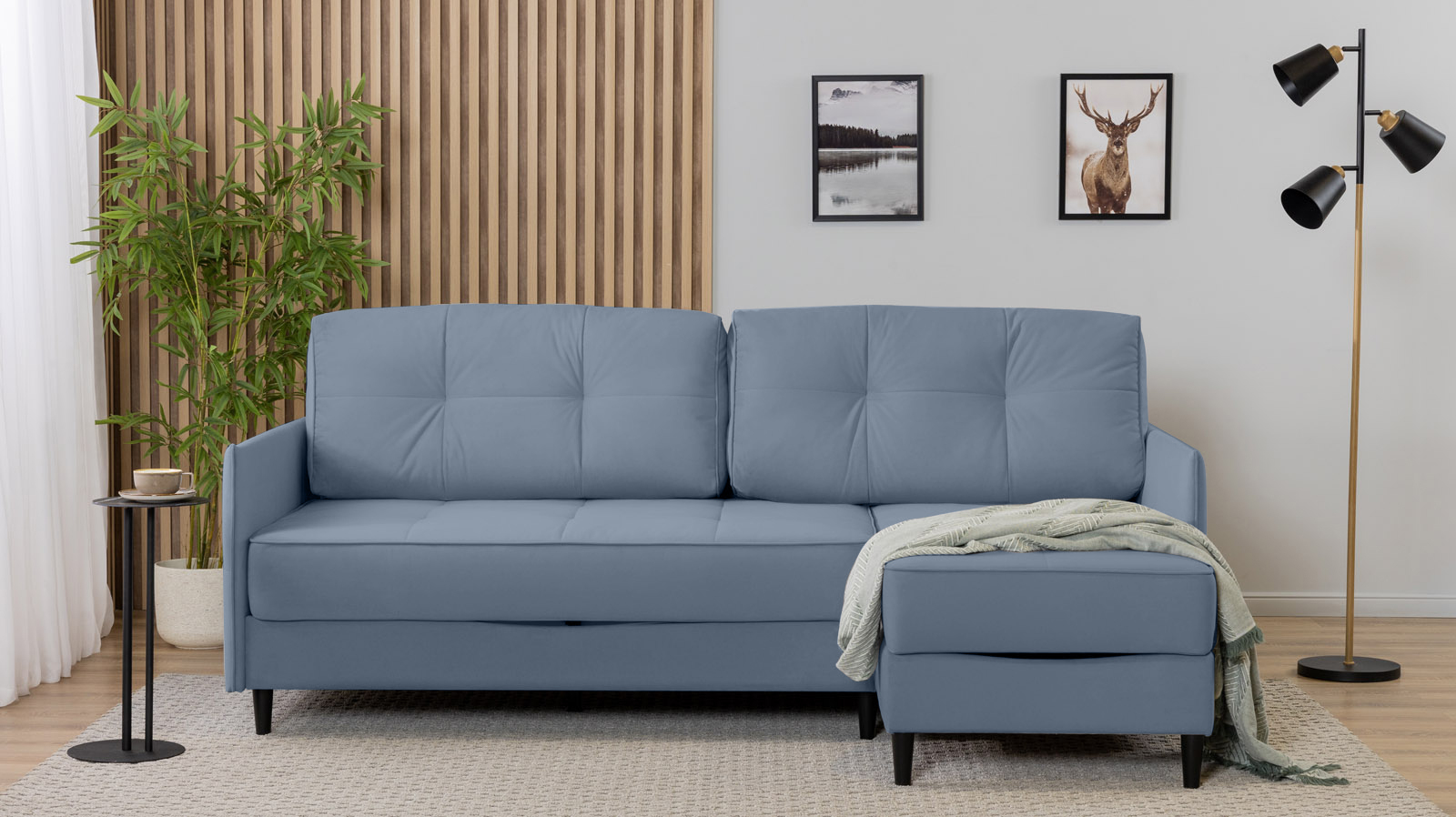 Диван Amani Pro угловой с узкими подлокотниками, ножки: пластик, Тк. Casanova Ice 156x217 — купить в Озерце