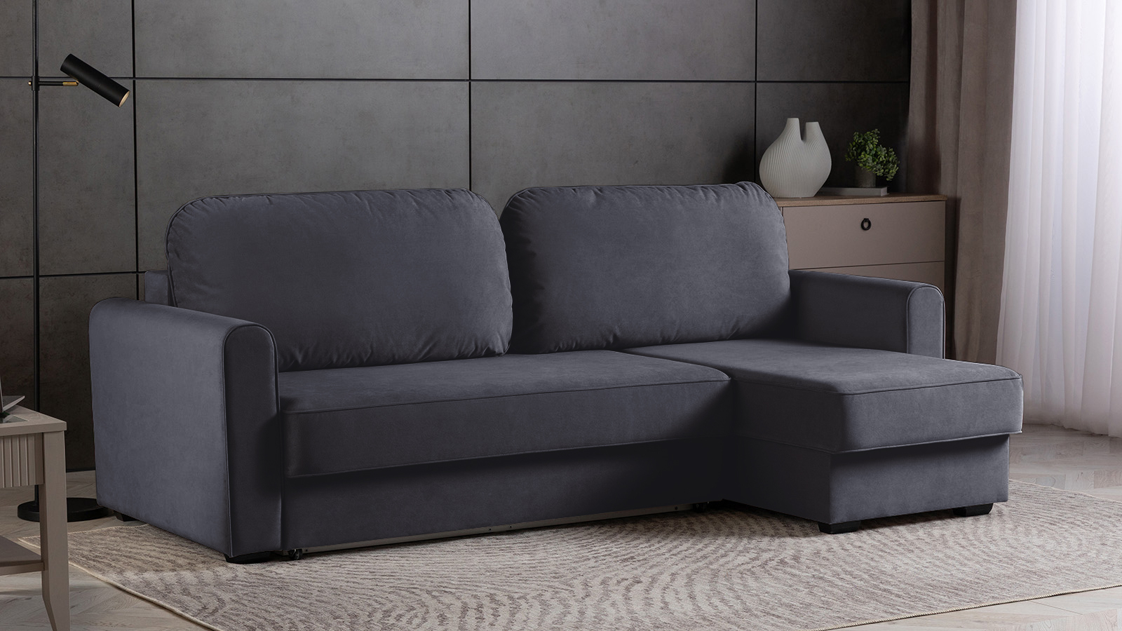 Диван -кровать угловой Magni ткань Sky Velvet 40 144x233 — купить в Озерце