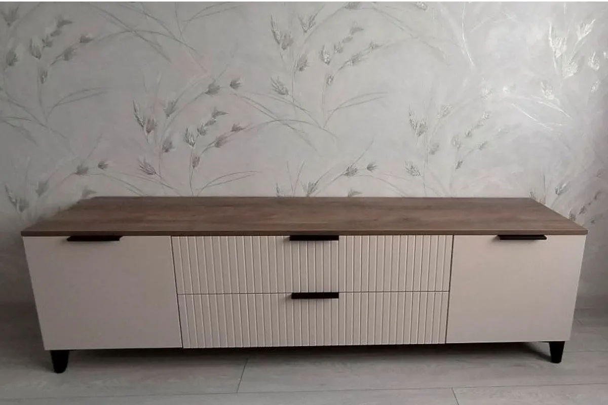 Тумба под ТВ  Тоскана с 2 дв. и 2 ящ. (Дуб табачный/Бисквит) — Мебель-центр Озерцо