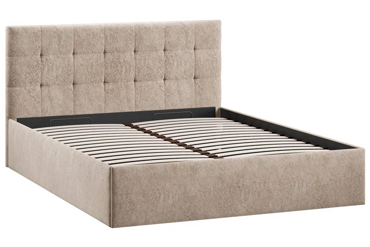 Кровать Джоли Тип 1 с ПМ и заглушиной 160х200 (Микровелюр / Wellmart Dark Beige) - купить в Озерце