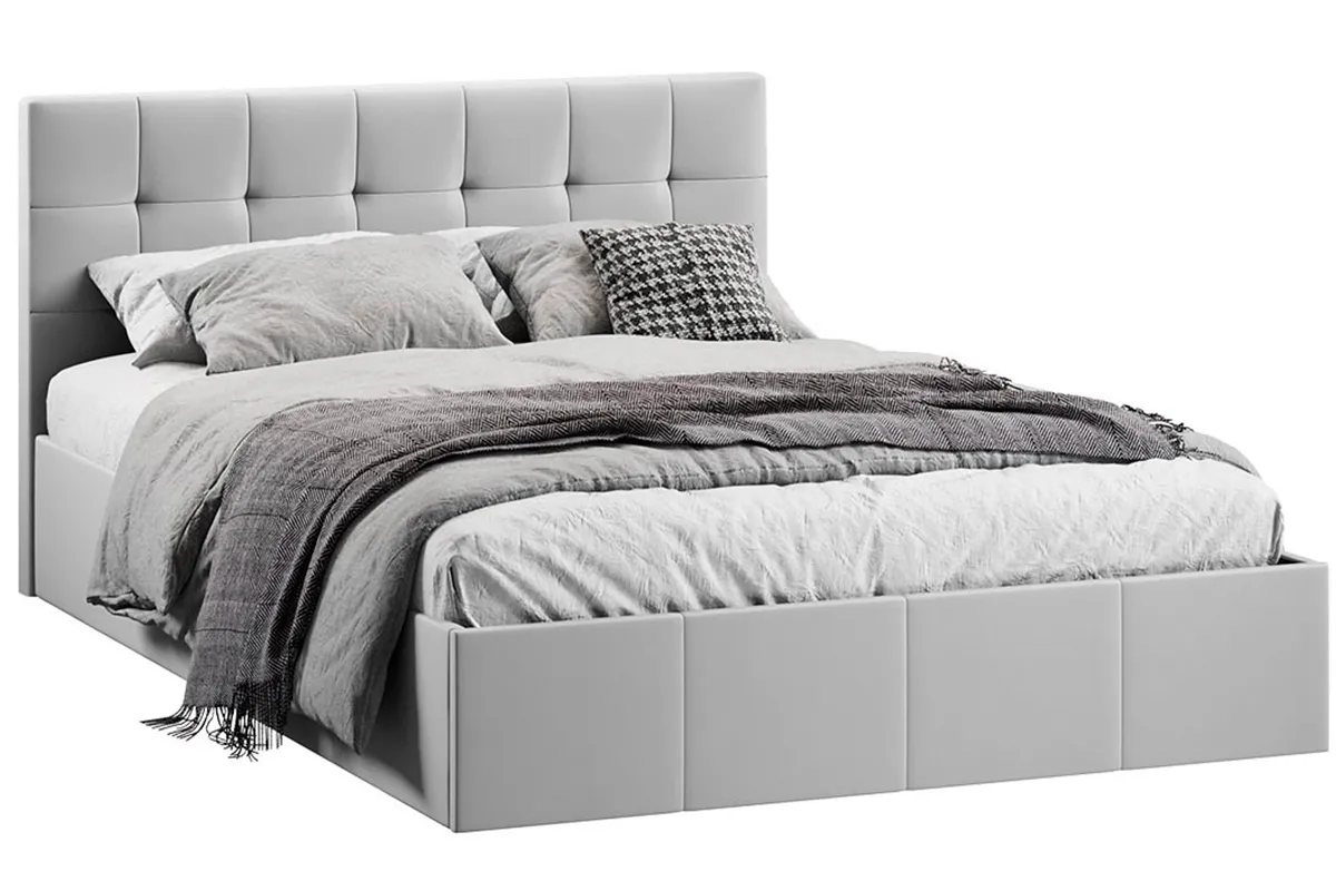 Кровать Эмма с ПМ и заглушиной 140х200 (Велюр/Confetti Silver) - купить в Озерце
