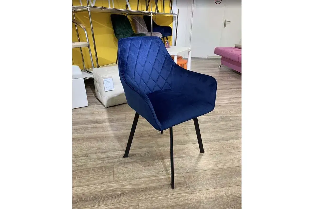 Стул поворотный Бостон каркас Муар черный, велюр (Velluto 25 синий) СРП-156 - купить в Озерце